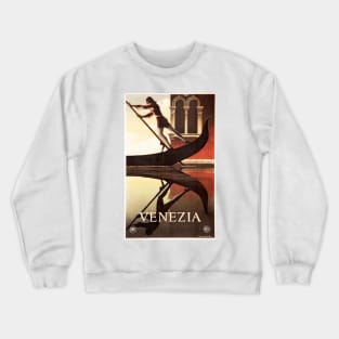 VENEZIA Italy Venice Gondola Art Deco Advertisement Vintage Italian Crewneck Sweatshirt